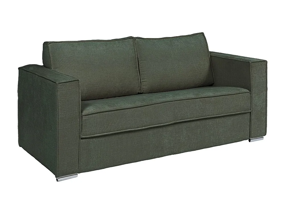 Express-vierzitsslaapbank van groene stof met textuur - 160 cm - Matras 22 cm LORETO