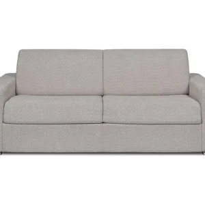 Express-vierzitsslaapbank van lichtgrijze boucléstof - 160 cm - 14 cm CALITO