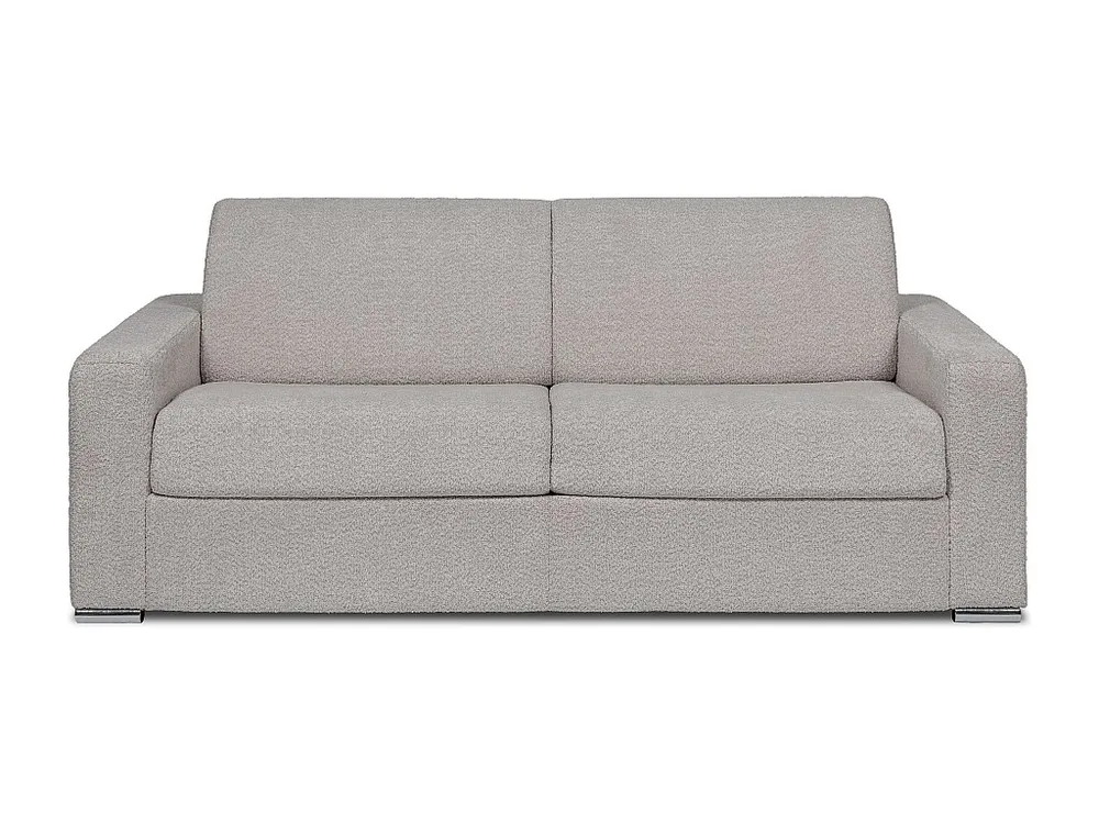 Express-vierzitsslaapbank van lichtgrijze boucléstof - 160 cm - 14 cm CALITO