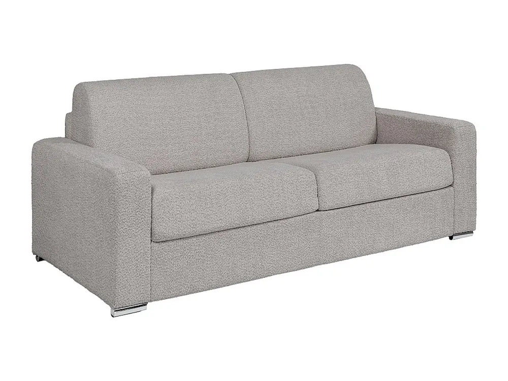 Express-vierzitsslaapbank van lichtgrijze boucléstof - 160 cm - Matras 14 cm - CALITO