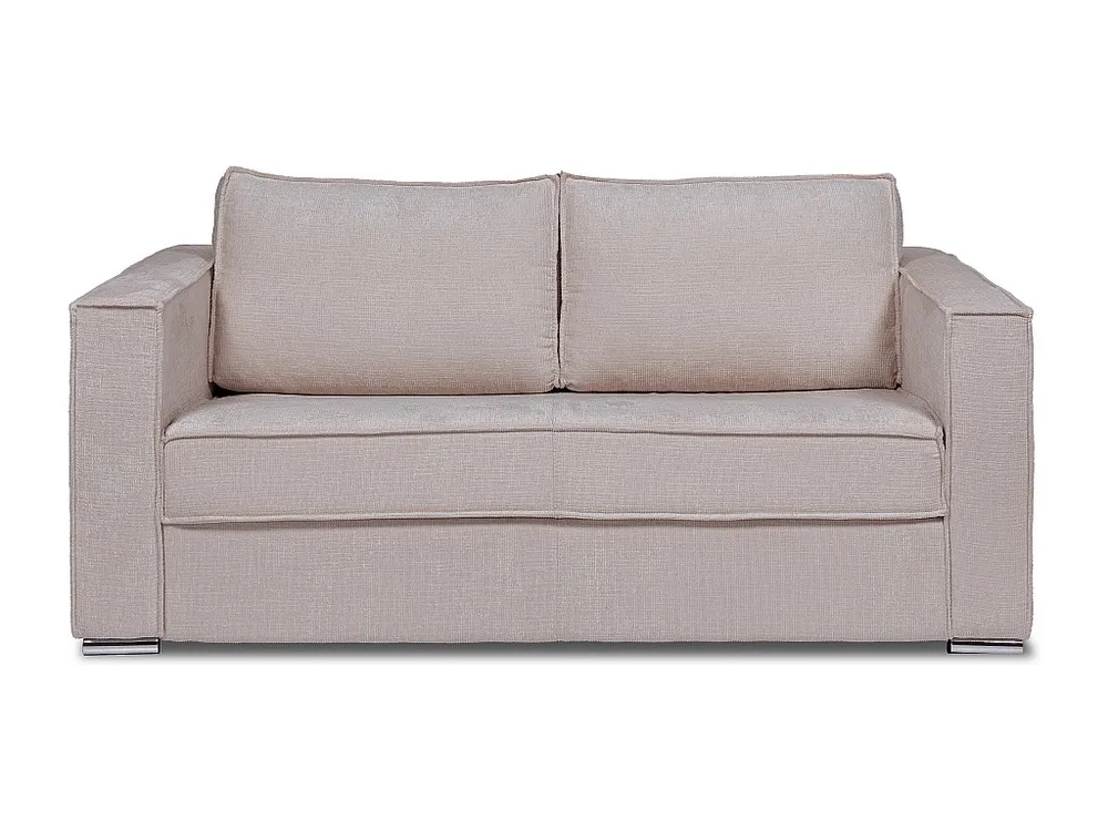 Express-vierzitsslaapbank van taupegrijze stof met textuur - 160 cm - Matras 18 cm LORETO