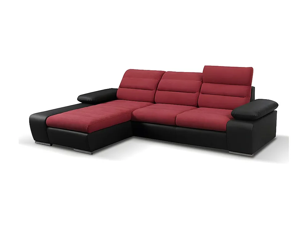 Hoekbedbank van stof en kunstleer MIRABEAU - Rood/zwart - Hoek links