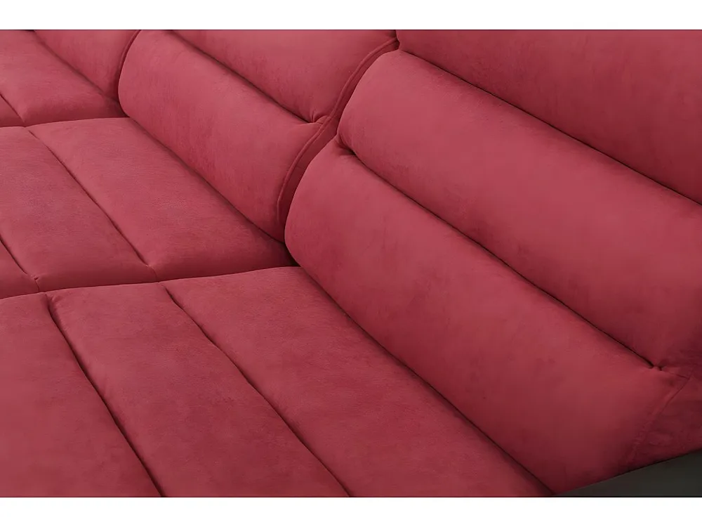 Hoekbedbank van stof en kunstleer MIRABEAU - Rood/zwart - Hoek links