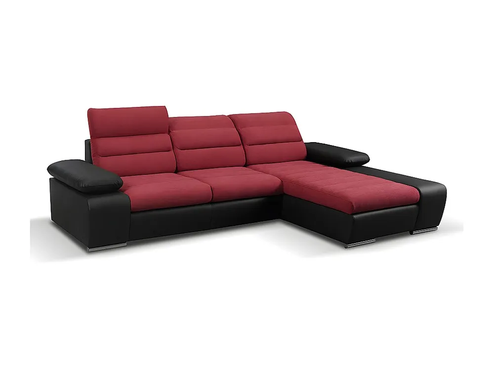 Hoekbedbank van stof en kunstleer MIRABEAU - Rood/zwart - Hoek recht