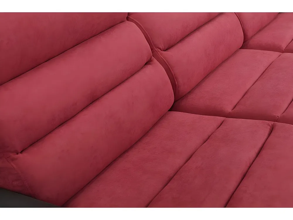 Hoekbedbank van stof en kunstleer MIRABEAU - Rood/zwart - Hoek recht