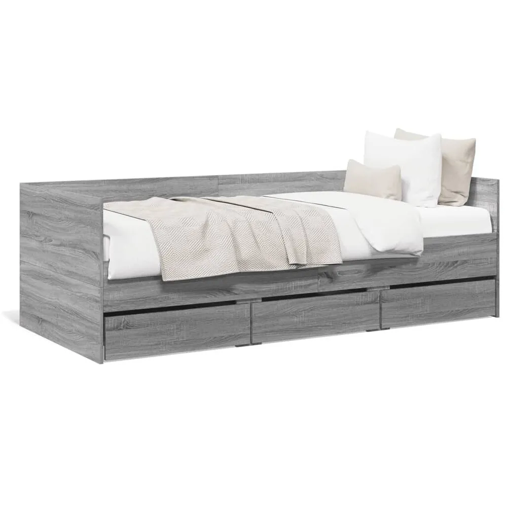 Slaapbank met lades zonder matras 90x190 cm grijs sonoma eiken