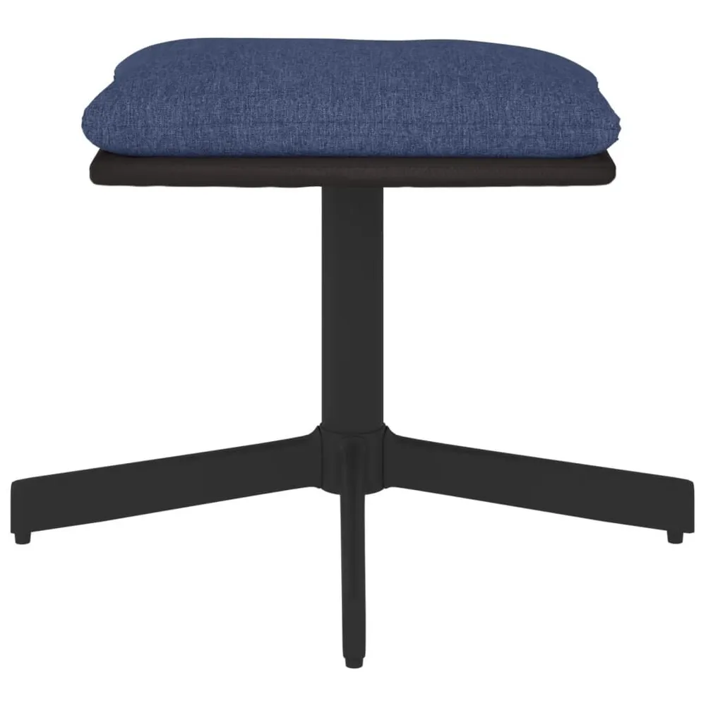 Voetenbank 60x60x36 cm stof en kunstleer blauw