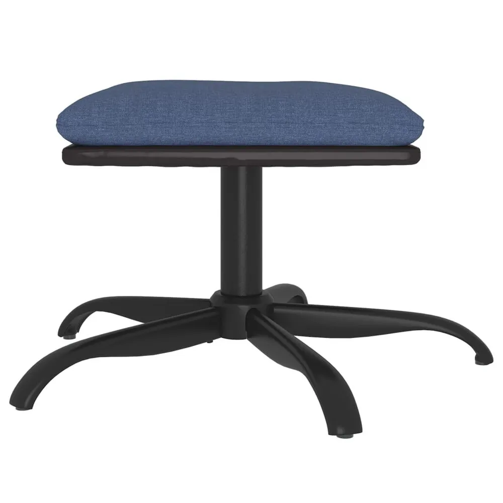Voetenbank 60x60x36 cm stof en kunstleer blauw