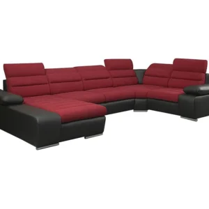 XXL hoekbedbank BOILEAU - rood en zwart - hoek links
