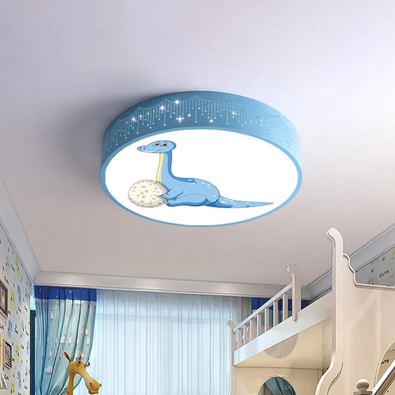 Industriële Stijl Uitgeholde ijzeren LED-inbouw cartoon rood/blauw/groen plafondlamp met dinosauruspatroon