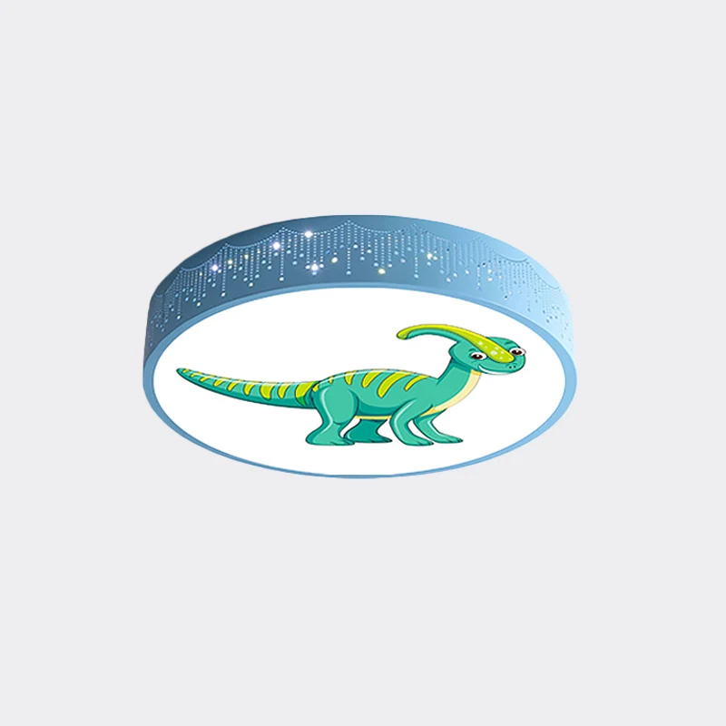 Industriële Stijl Uitgeholde ijzeren LED-inbouw cartoon rood/blauw/groen plafondlamp met dinosauruspatroon