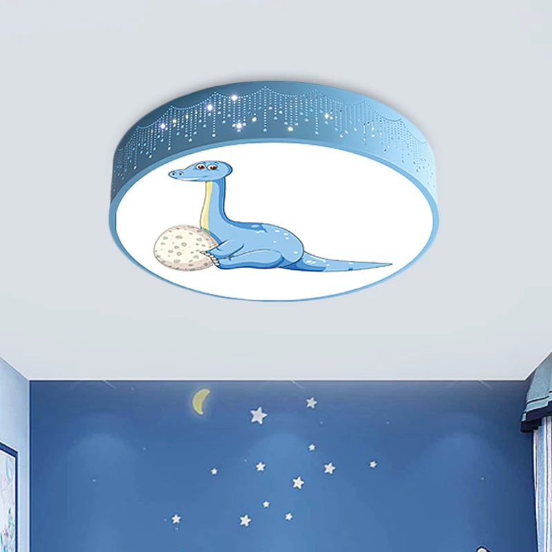 Industriële Stijl Uitgeholde ijzeren LED-inbouw cartoon rood/blauw/groen plafondlamp met dinosauruspatroon