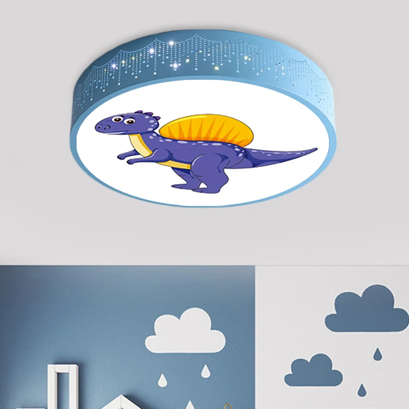 Industriële Stijl Uitgeholde ijzeren LED-inbouw cartoon rood/blauw/groen plafondlamp met dinosauruspatroon