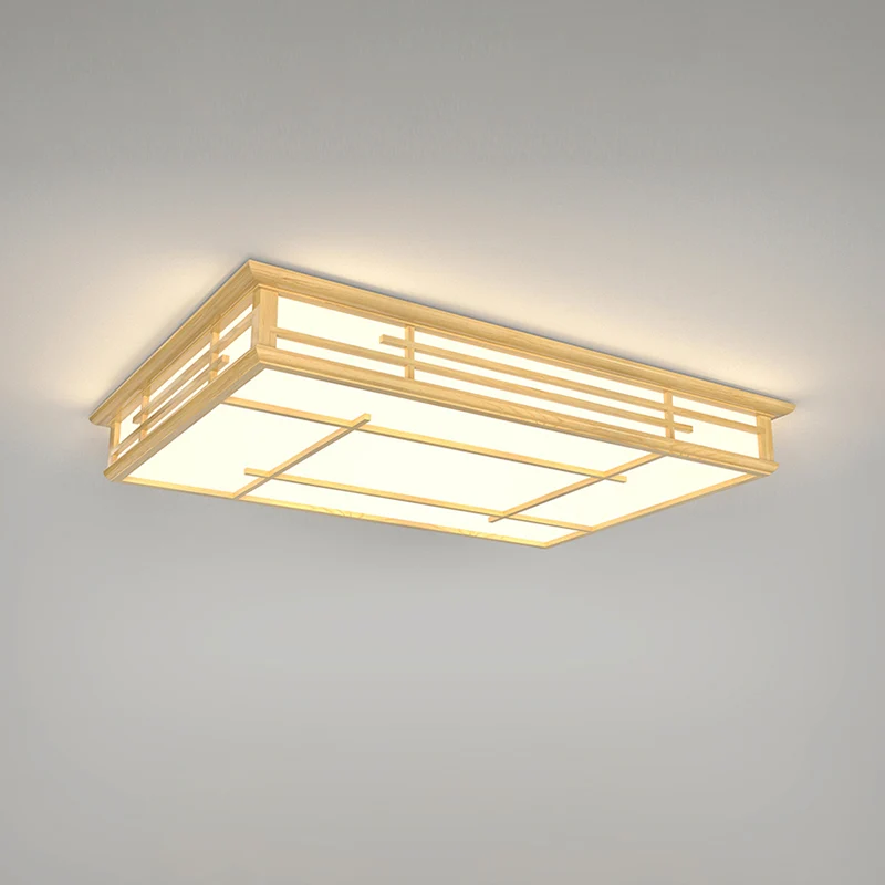 Japanse geometrische LED-plafondlamp acryl woonkamer inbouwverlichting hout voor Plafondhoogte 2.4m+