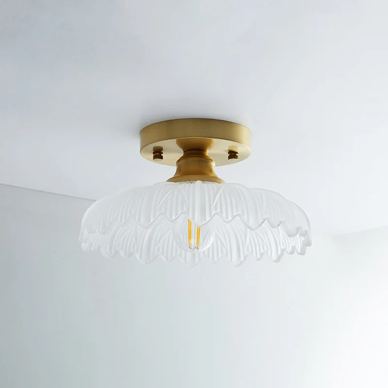 Messing schaduwrijke kleine inbouwverlichting Platteland Enkele badkamer Semi-inbouw plafondlamp Zwarte Afwerking