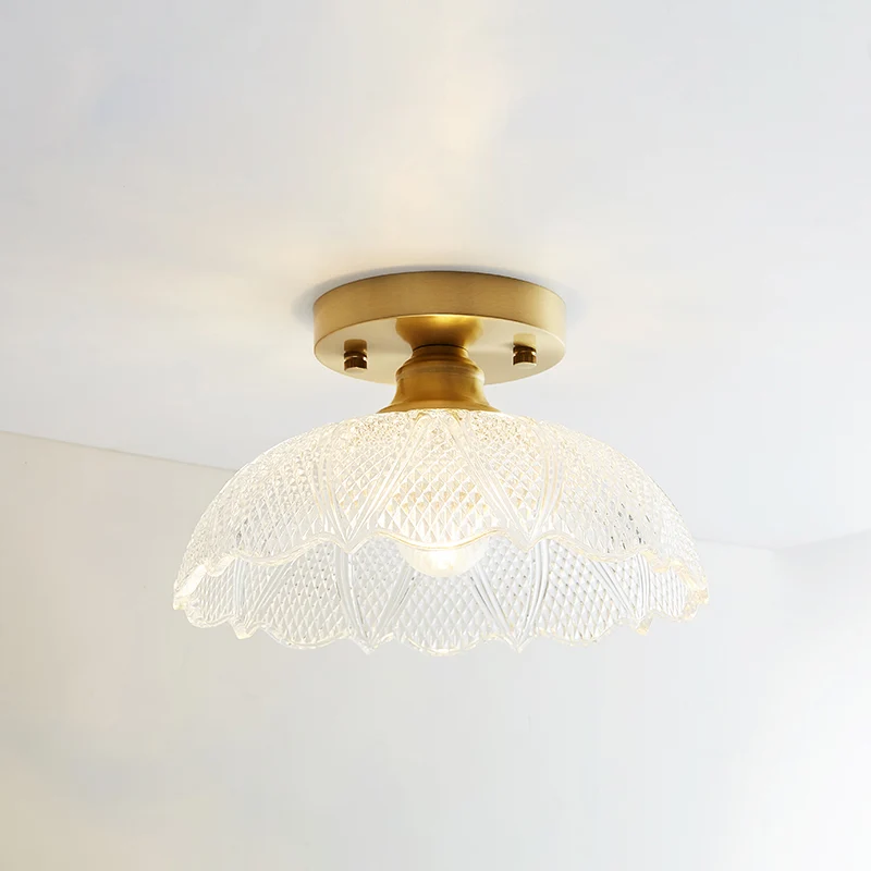 Messing schaduwrijke kleine inbouwverlichting Platteland Enkele badkamer Semi-inbouw plafondlamp Zwarte Afwerking