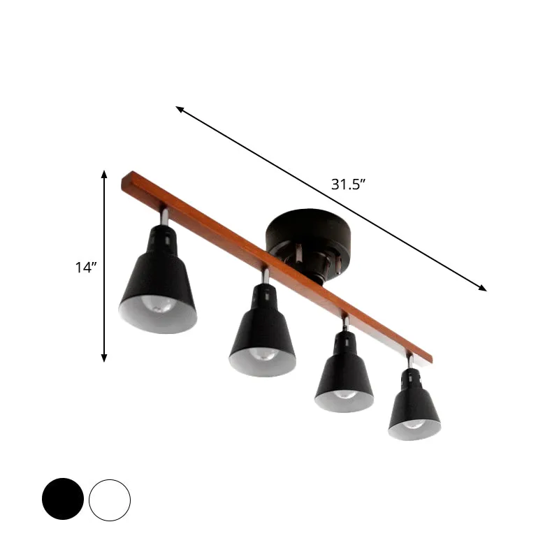 Premium LED 4-lampen roterende hoorn-inbouwplafondlamp Scandinavisch wit/zwart ijzer, semi-gemonteerde verlichting met hou...