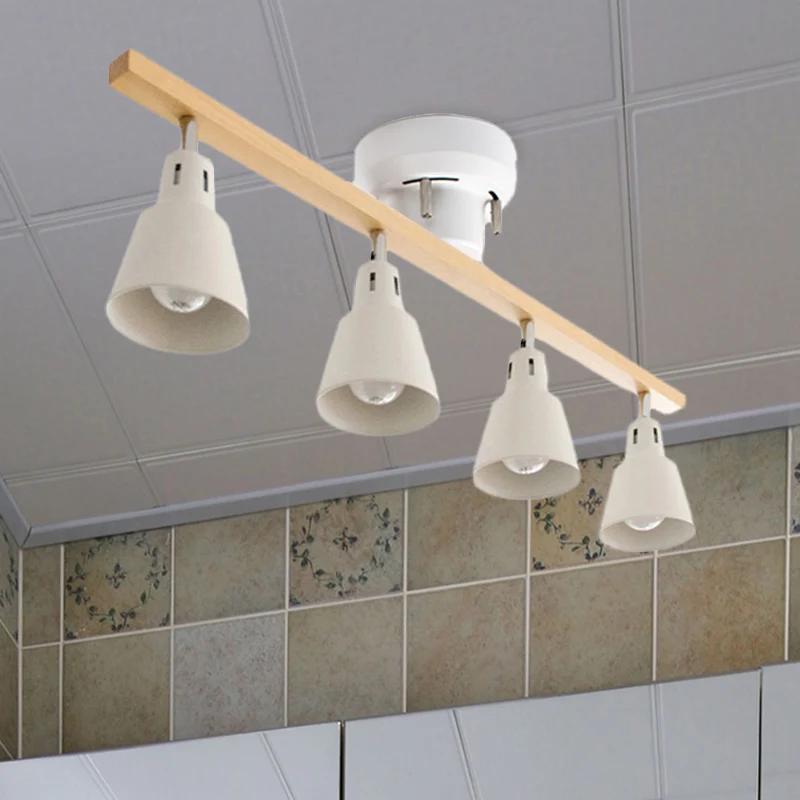 Premium LED 4-lampen roterende hoorn-inbouwplafondlamp Scandinavisch wit/zwart ijzer, semi-gemonteerde verlichting met hou...