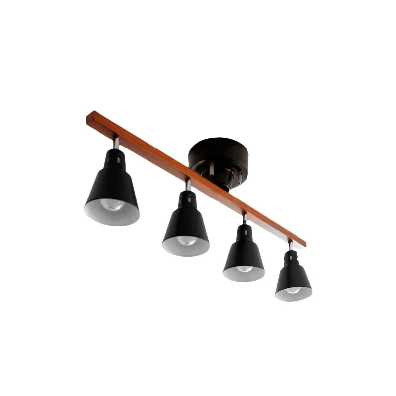 Premium LED 4-lampen roterende hoorn-inbouwplafondlamp Scandinavisch wit/zwart ijzer, semi-gemonteerde verlichting met hou...