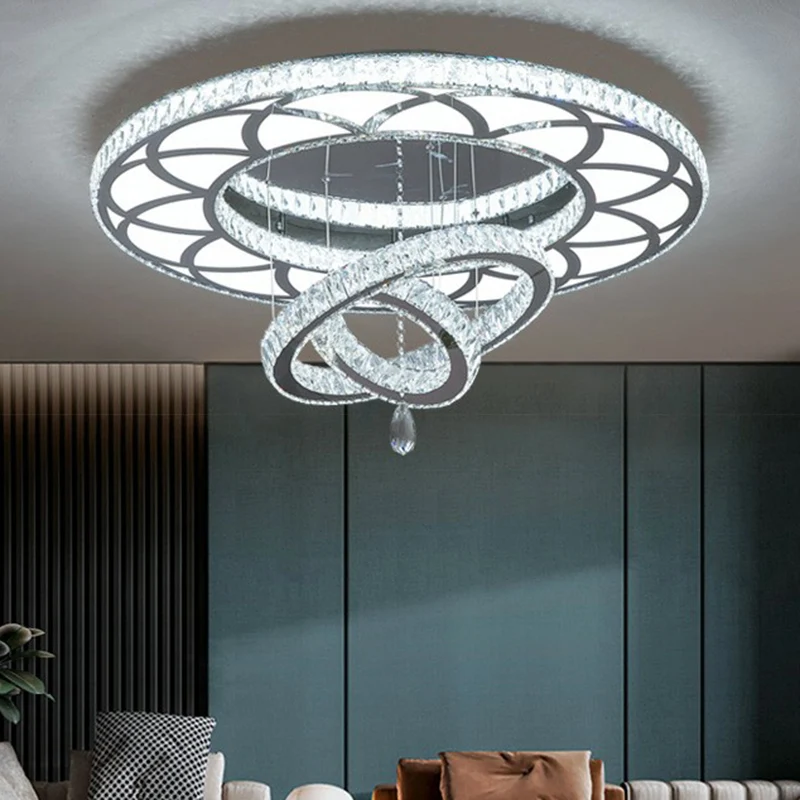 Ronde Flush Mount Bloemenringvormige LED-plafondverlichting Eigentijds kristalhelder semi-inbouwlicht voor de woonkamer
