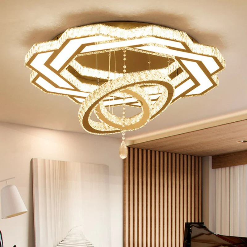Ronde Flush Mount Bloemenringvormige LED-plafondverlichting Eigentijds kristalhelder semi-inbouwlicht voor de woonkamer