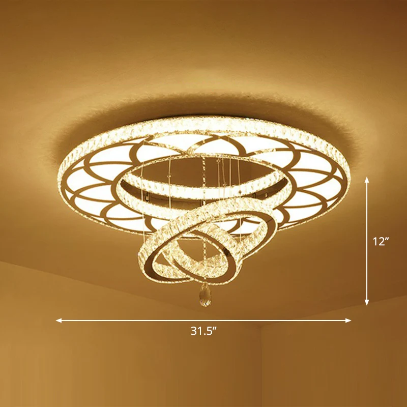 Ronde Flush Mount Bloemenringvormige LED-plafondverlichting Eigentijds kristalhelder semi-inbouwlicht voor de woonkamer