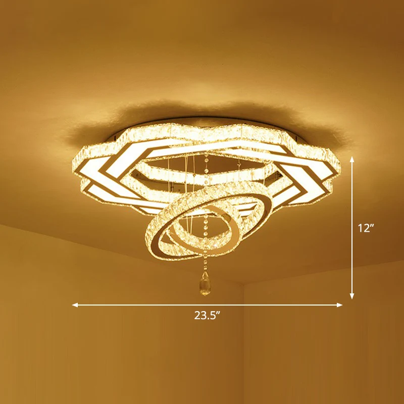 Ronde Flush Mount Bloemenringvormige LED-plafondverlichting Eigentijds kristalhelder semi-inbouwlicht voor de woonkamer