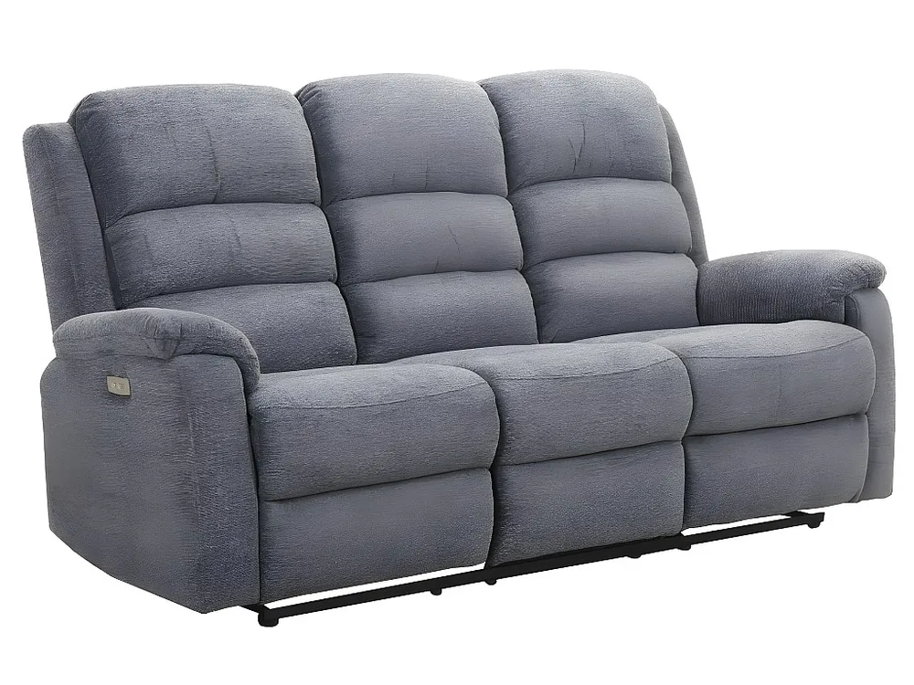 Elektrische driezits relaxbank en relaxfauteuil van stof met plateau NEVERS - Antraciet XL Grip