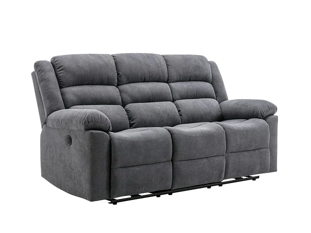 Elektrische driezits- en tweezits-relaxbank en -fauteuil van grijze stof BUROLO met 3-Jaar Garantie