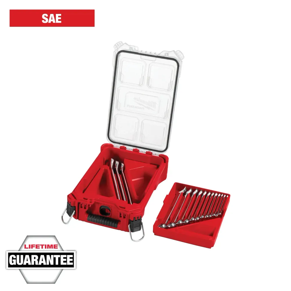 MILWAUKEE 15 PC. SAE Combination Wrench Set w/ PACKOUT™ Beperkt Organizer