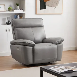 Elektrische relax-fauteuil van grijs vaarsleer eigentijdse stijl NOVENA