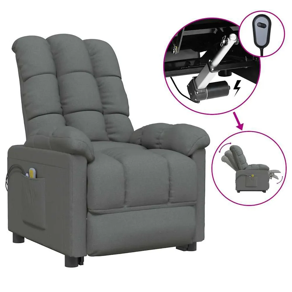 Compact Massagestoel elektrisch stof donkergrijs