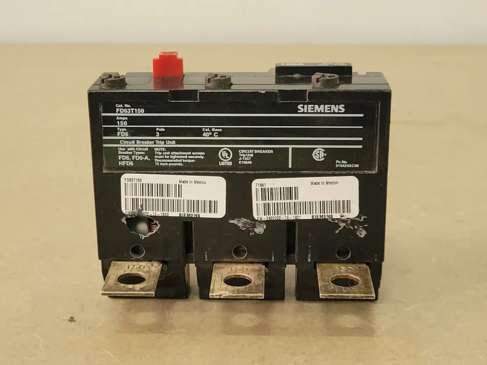 150 Amp, 3 Pole, 600 Volts Trip Unit FD63T150