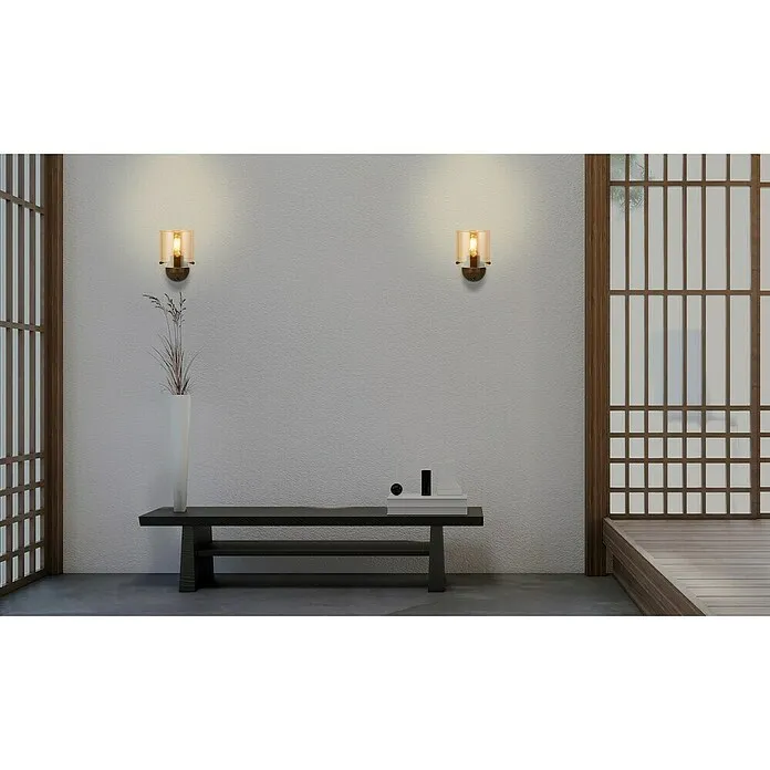 Searchlight Wandlamp Sweden - Mokka en Amber, Amber, E27
