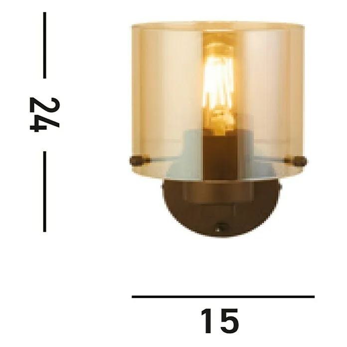 Searchlight Wandlamp Sweden - Mokka en Amber, Amber, E27