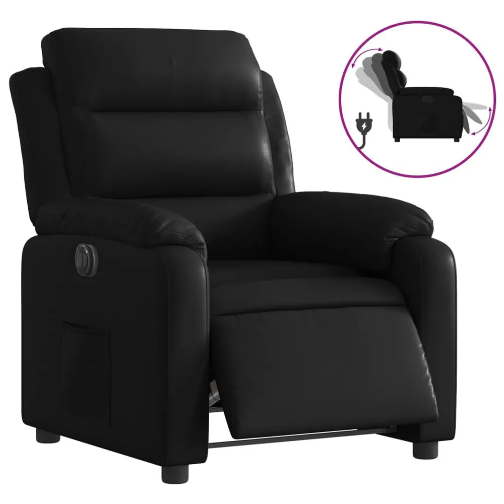 Haakse Fauteuil elektrisch verstelbaar kunstleer zwart