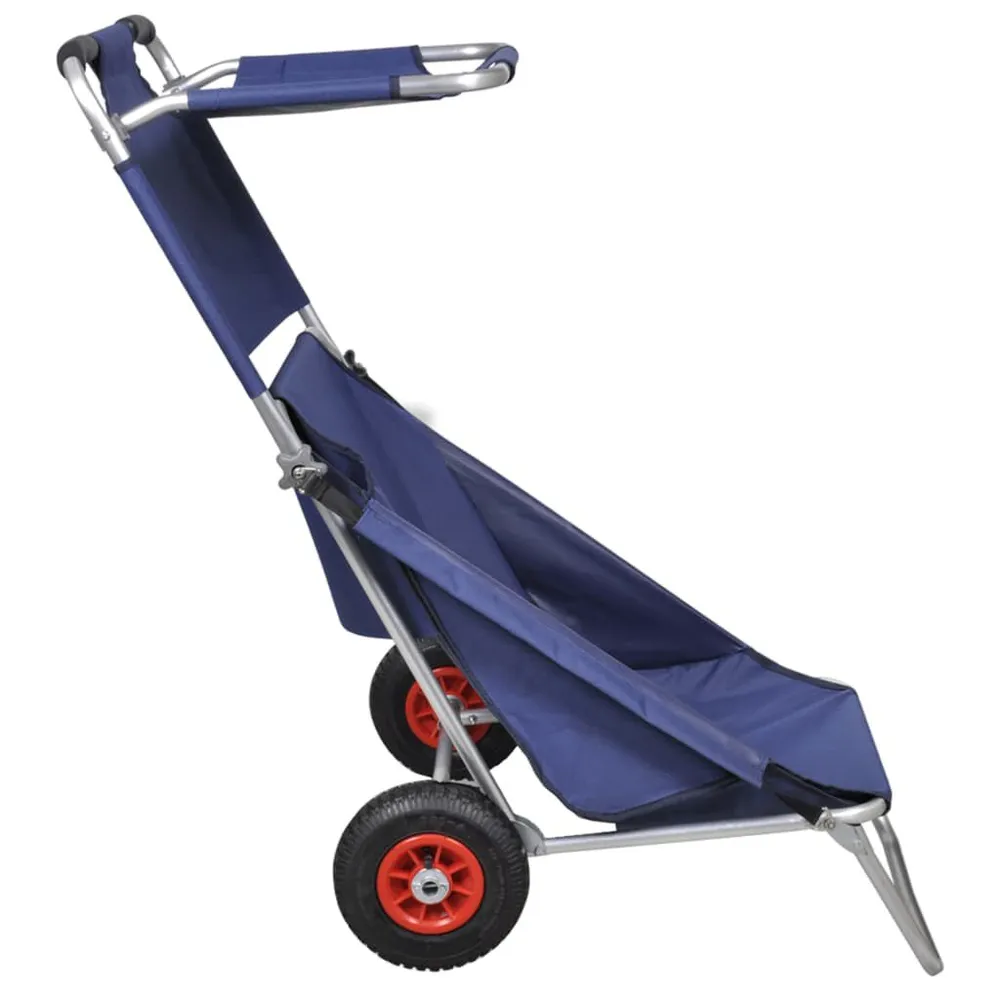 Strandtrolley met wielen draagbaar en inklapbaar blauw voor Beton