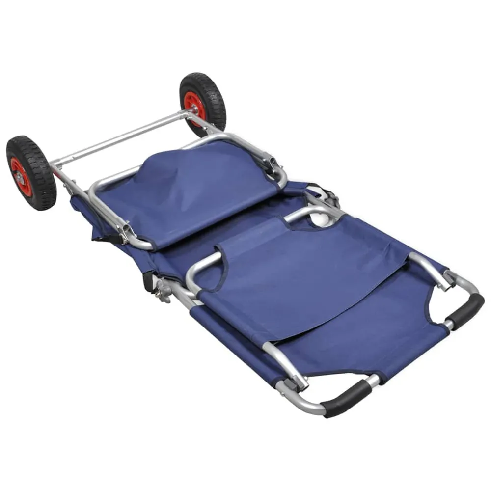 Strandtrolley met wielen draagbaar en inklapbaar blauw voor Beton