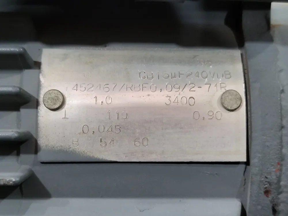 1 hp, 110 volts, 3400 rpm, Electric Motor CB16UF240VDB, 452467/RBFO.09/2-71R