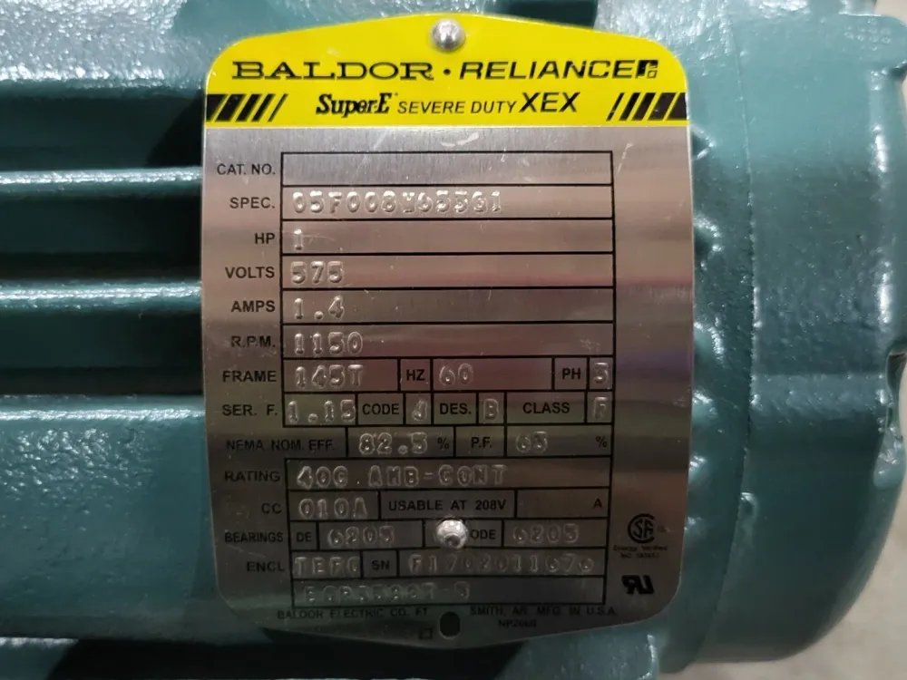 1.0 hp, 115/230 volts, 1150 rpm, 145T, 3ph, Electric Motor ECP3582T-5 Aluminium Behuizing