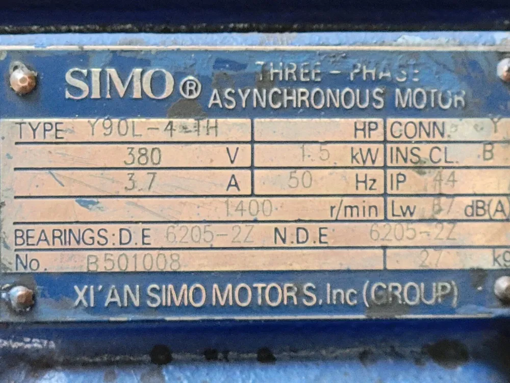 1.5 kW, 380 volts, 1400 rpm Electric Motor Y90L-4TH