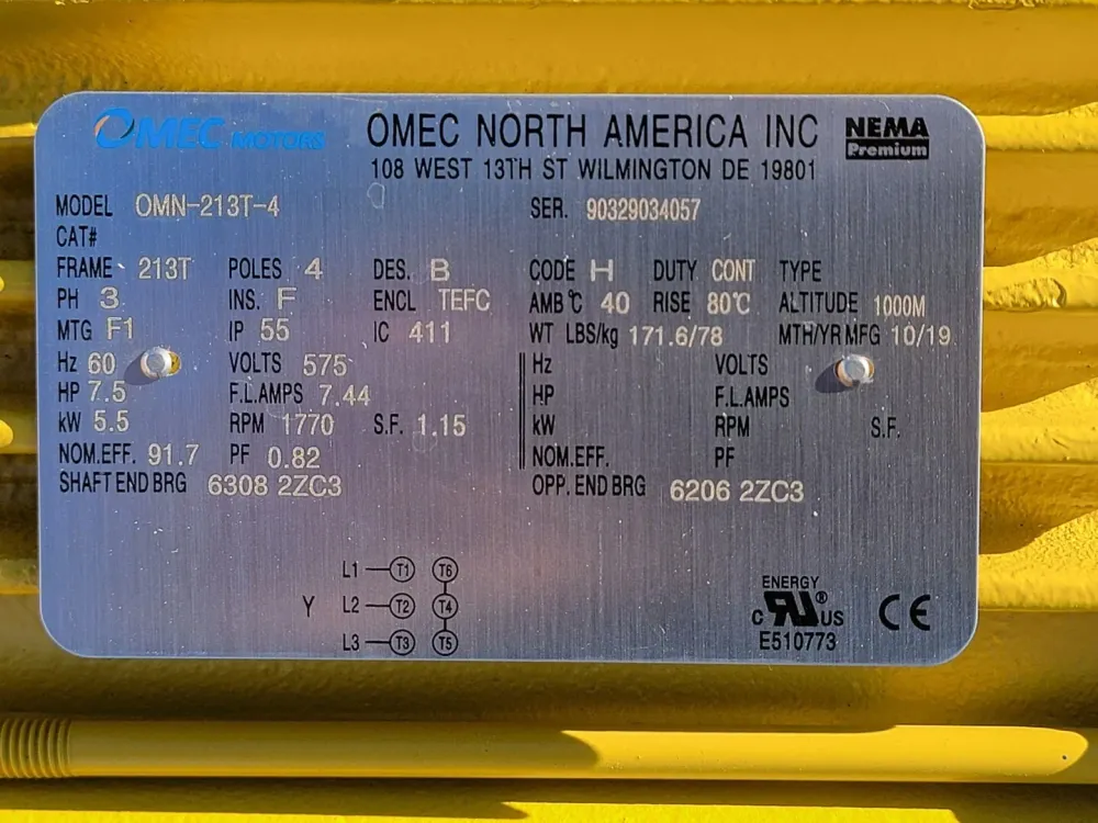 7.5 hp, 575 volts, 1770 rpm, 213T Electric Motor