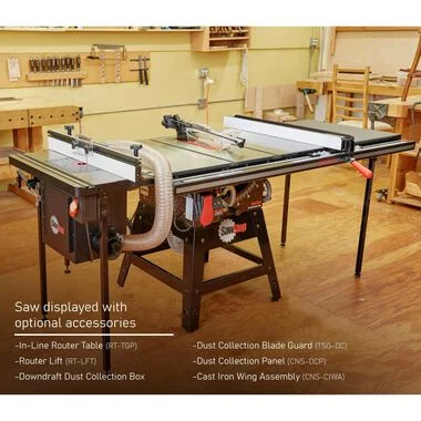 SAWSTOP Contractor Saw CNS™ 1.75HP 120V 60Hz 36" Vakkundig T-Glide Fence System