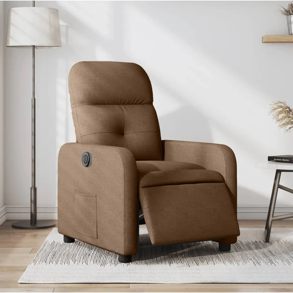 Fauteuil verstelbaar elektrisch stof bruin | Snel Leverbaar