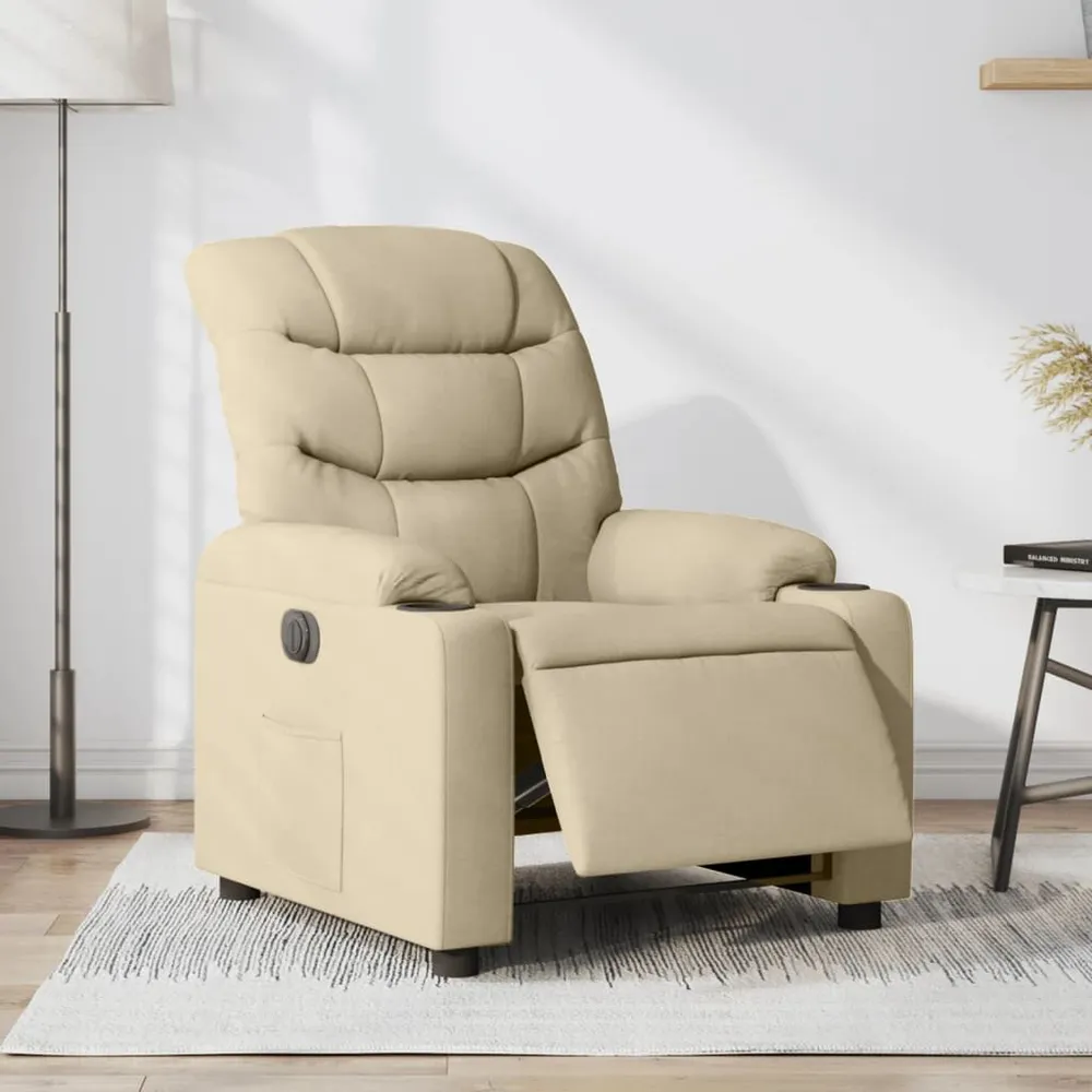 Fauteuil verstelbaar elektrisch stof crèmekleurig