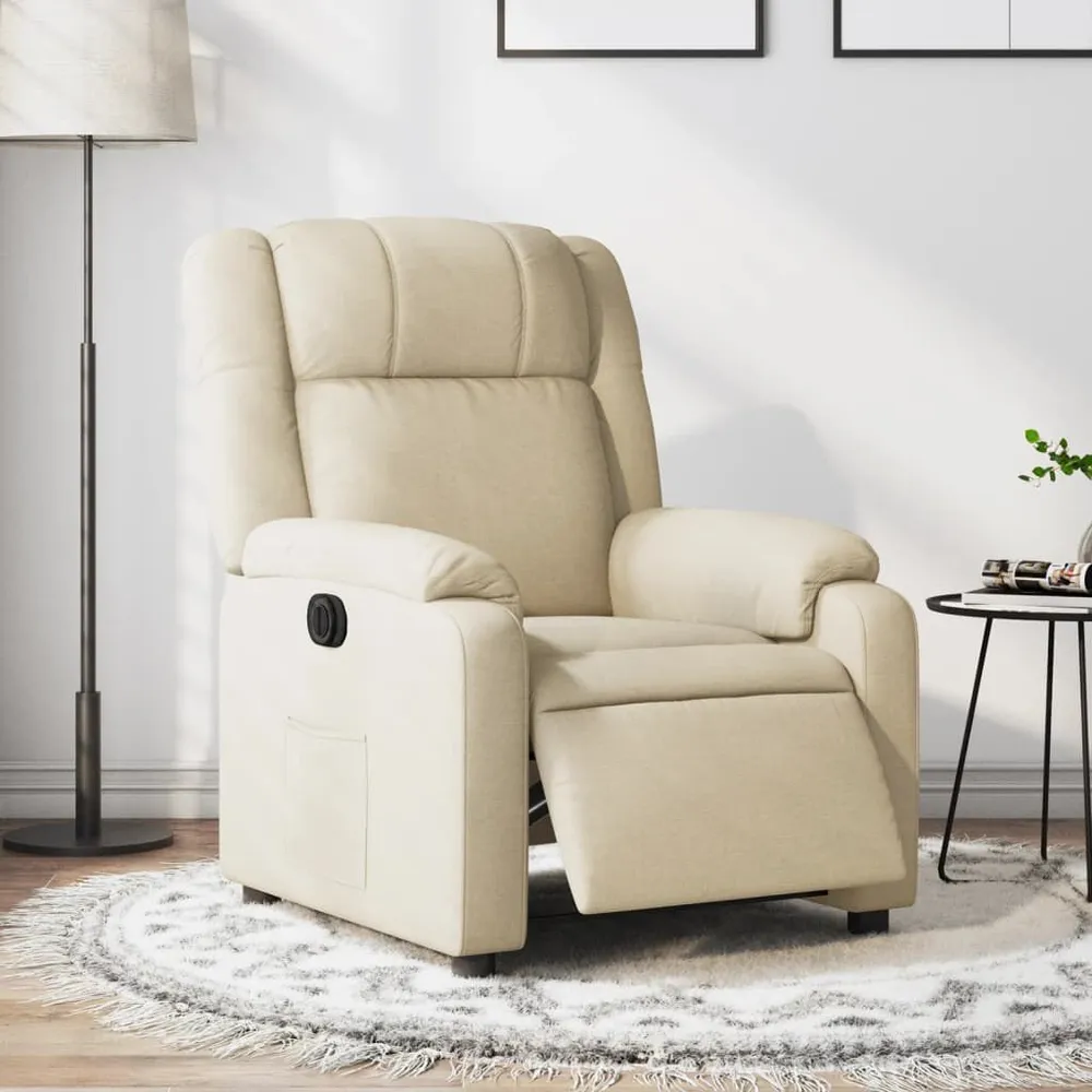 Fauteuil verstelbaar elektrisch stof crèmekleurig