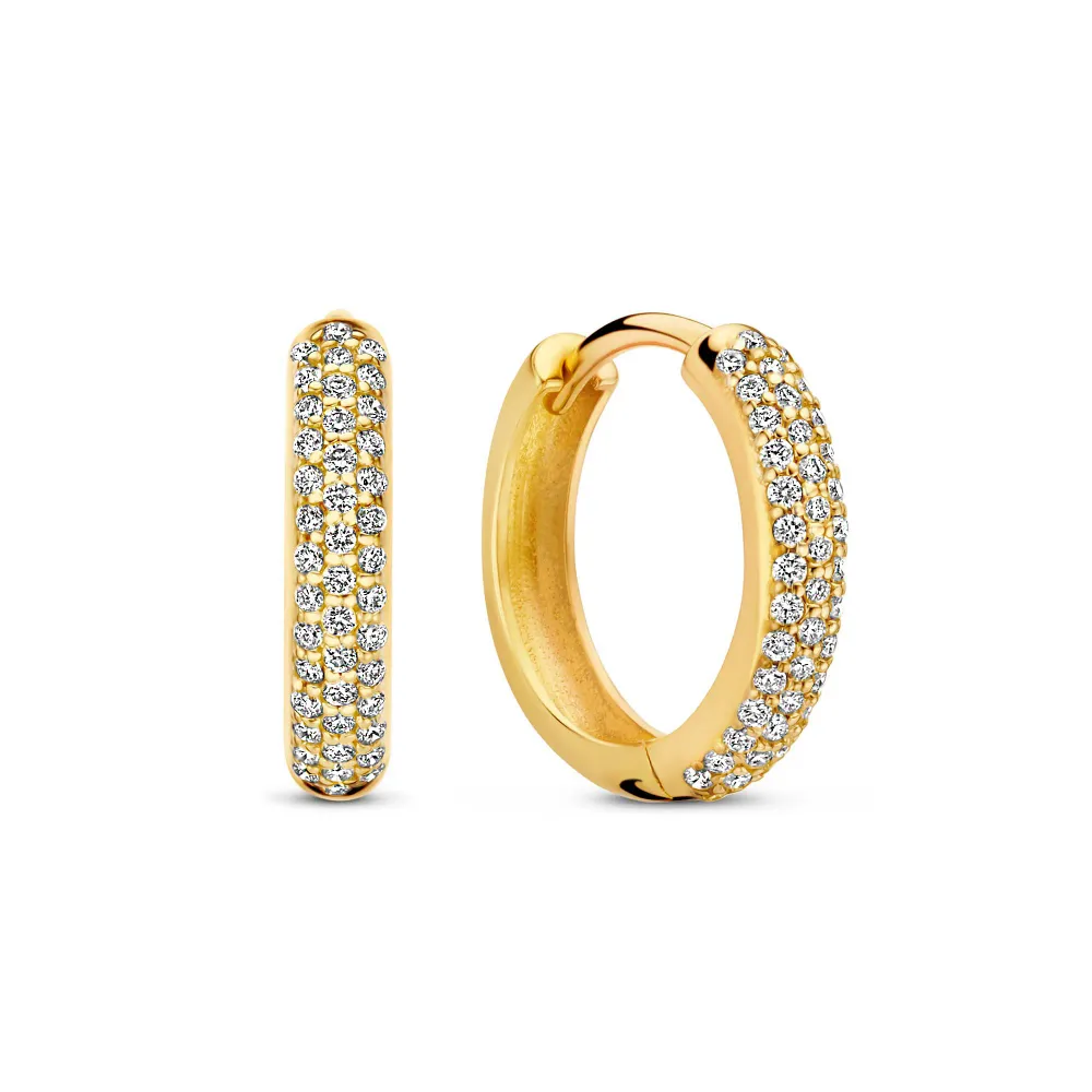 Veiligheidsschoen met Stalen Neus De la Paix Laure 14 karaat gouden oorringen met diamant 0.25 karaat