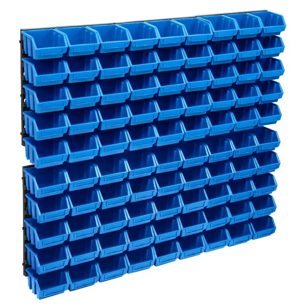 96-delige Opslagbakkenset met wandpanelen blauw en zwart RAL 7035