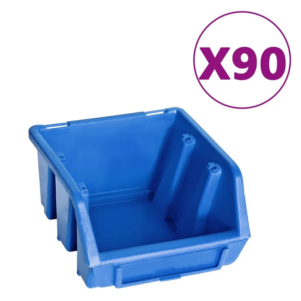 96-delige Opslagbakkenset met wandpanelen blauw en zwart RAL 7035