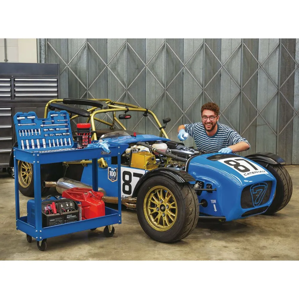 Draper Tools Gereedschapstrolley 2-laags blauw voor Garage